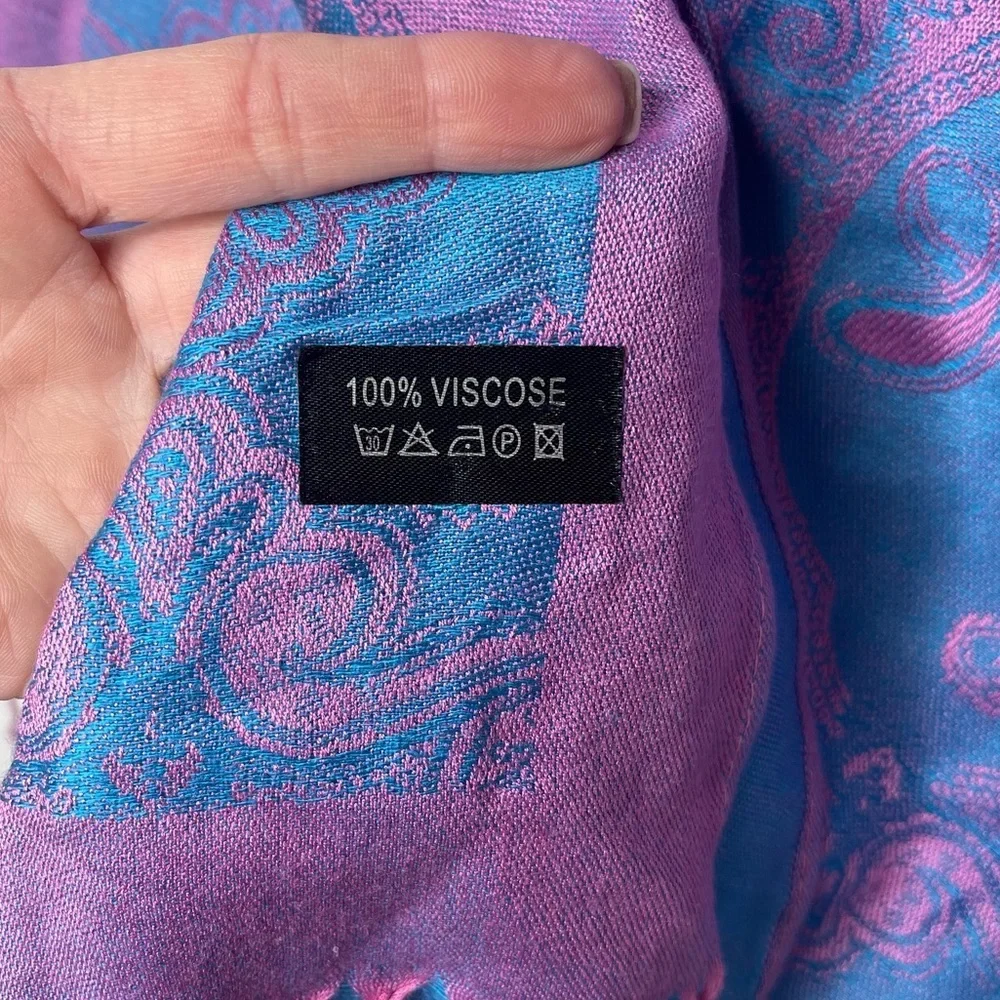 Pink & Blue Paisley Print Scarf
